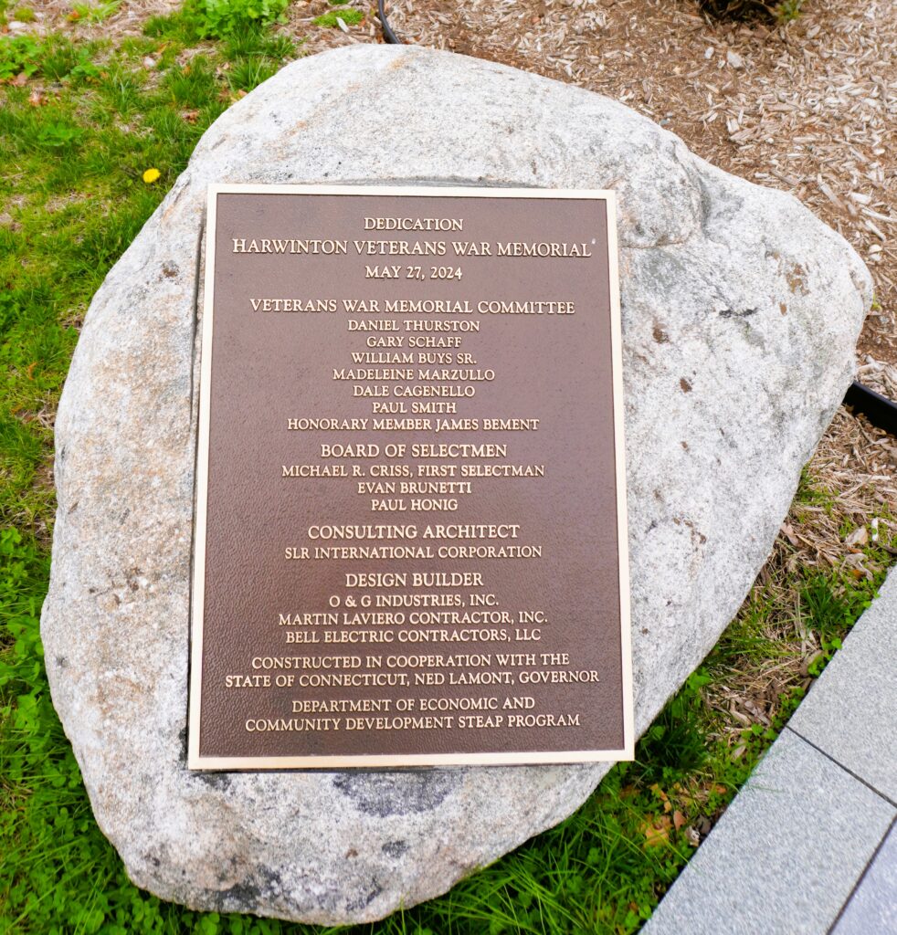 Dedication of Harwinton Veterans War Memorial Plaque