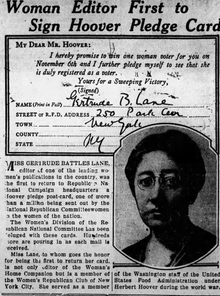 Gertude Lane Hoover Pledge Card