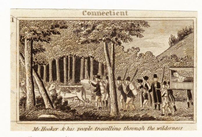 Connecticut : Mr. Hooker & his people travelling through the wilderness